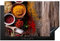 KitchenYeah© Herdabdeckplatte Einteilig Induktionsmatte Küche Abdeckung Ceranfeld Herd Abdeckplatte Deko Vinyl Matte Aufrollbar Kräuter - Gewürze - Holz - Braun - 80x52 cm