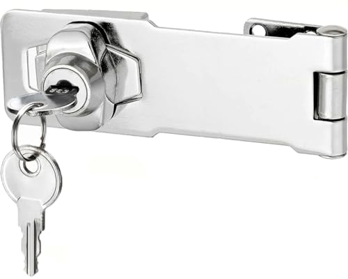Litensh Lucchetto con serratura a serratura, chiusura a chiave con diverse chiavi, cassetto armadietto Serratura, Lucchetto Hasp, Chiusure Hasp, chiavistello, serratura per porte (4 Inch)