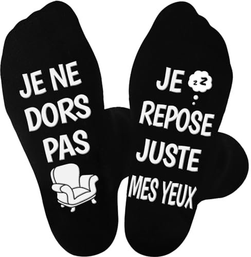 Chaussettes Humour Homme, Idée Cadeau Fete des Peres Anniversaire Noel Original Chaussettes Homme 43-46 Fantaisie Coton, Chaussettes Rigolotes Homme pour Papa Papi Grand Pere