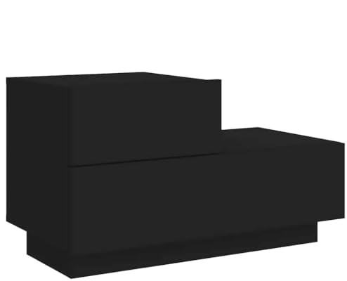 vidaXL Table de Chevet avec lumières LED Noir 70x36x40,5 cm