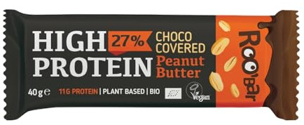 ROO'BAR: High Protein Riegel Choco Covered - (40g = 1 Bar) (6er Pack, Peanut Butter)