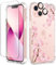 GVIEWIN Compatible with iPhone 13 Case 6.1 Inch 2021,with Tempered Glass Screen Protector+Camera Lens Protector, Flower Clear TPU Slim Bumper Shockproof Protective Soft Phone Cover,Sakura/Pink