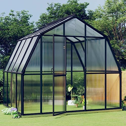 YEZIYIYFOB Gewächshaus mit Fundamentrahmen GewäChshaus Klein Frostschutz Pflanzen Winterschutz FrostwäChter GewäChshaus Winterfest Tomatenhaus Aluminimum 228 B cm Anthrazit 6,43 m²
