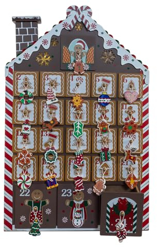 Kurt S. Adler Kurt Adler Lebkuchen-Adventskalender aus Holz, beleuchtet, 40,6 cm, Braun