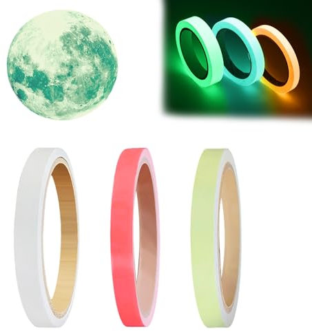 3 unidades de cinta adhesiva que brilla en la oscuridad, 1 unidad de pegatinas de pared con bola que brillan en la oscuridad, tiras luminosas, tiras de luz autoadhesivas, pegatinas que brillan en la