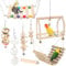 Byffor Holzspielzeug für Wellensittiche, 8 Stück Naturholz Lovebird Hängende Schaukel Spielzeug mit Glocken für alle Papageien und Vogel kaut