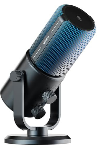 ULANZI YV005 USB Mikrofon für PC, Streaming Studio, Gaming Mit 3,5mm Kopfhöreranschluss, RGB Beleuchtung für Podcasts, YouTube