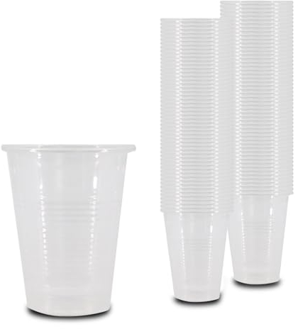 SWAVGO - Einwegbecher 180 ml - Trinkbecher, Partybecher, Plastikbecher, Bierbecher, Mundspülbecher - Becher für Partys Geburtstage Festivals Zahnärzte Tattoo Kosmetikstudio etc. (100, Transparent)