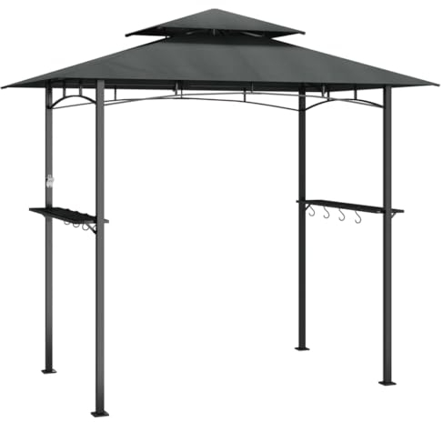 Kangmusi Grillpavillon mit Seitenregalen Anthrazit 240x150x243 cm Stahl, kangmusi360140
