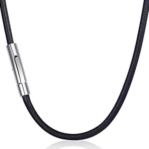 Lederband Kette, Lederkette für Damen und Herren, 2mm Halskette Herren ohne Anhänger, Kunstleder Halskette, 46cm Schwarz Halskette Herren Geschenke für Männer, Frauen, Familie, Geliebte, Freunde