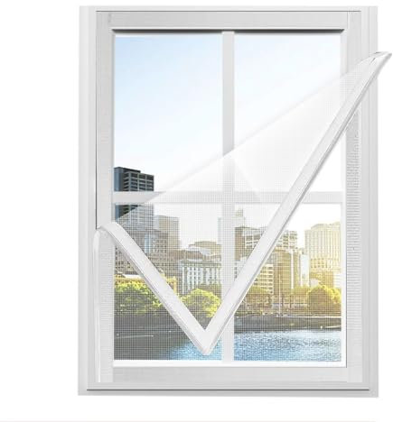 DIY Insektenschutz Fenstergitter 140x145cm Weiß Moskitonetz Fenster mit Klettband Frischluftzirkulation Für Küche/Wohnzimmer/Schlafzimmer