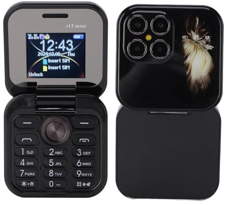 PUSOKEI Mi NI Flip Handy, 2G Flip Handy mit 1,77 Zoll Bildschirm, Kleinstes Flip Handy mit Dual Nano SIM Steckplatz, FM Radio, HD Rückkamera, LED Taschenlampe, 1000 mAh (Black)