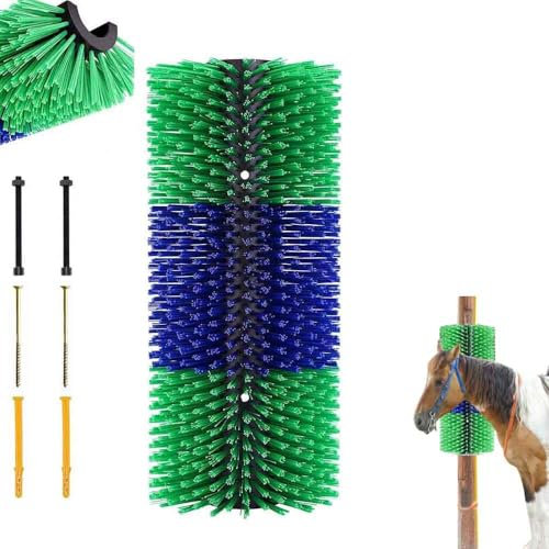 YIJIEHH Kratzbürste Für Pferd Kuh, Halbrunde Pferde Bürsten 40cm Kuhbürste Universal Kratzbürste Nylon Kratzmatte Massagebürsten Kratzbürste Für Nutztiere Wie Kühe, Pferde Und Schafe-Green