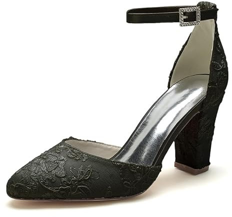 XIUWOUG Sandali a Punta Chiusa per Donna con Taloni Alti per Abiti e Feste, Scarpe da Matrimonio, Scarpe da Sposa, Serate e Uso Quotidiano,Nero,41