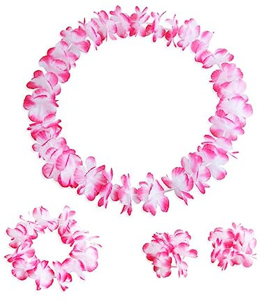 KICHOUSE 3sets Ghirlande Hawaiane Artificiale con Occhiali Ananas di Fiori Rosa per Feste in Tema Luau Accessori per Costumi Estivi e Fotografie Memorabili