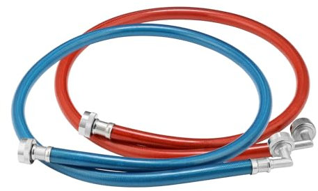 Solimeta 2 Pack 3-Layer PVC Coated Stainless Steel Washing Machine Hoses, 4 Ft Burst Proof Red and Blue Washer Machine Hot and Cold Water Supply Lines