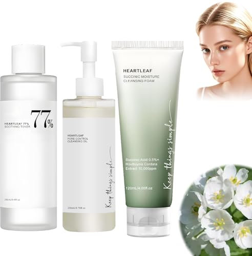 Heartleaf Quercetinol Pore Deep Ceanseing Foam, 150ml Heartleaf Porenkontroll-Öl 200ml, Heartleaf 77% beruhigender Toner 250ml für Gesicht, Damen / Männer