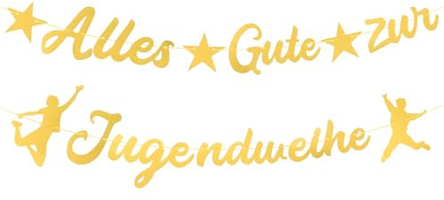 Alles Gute Zur Jugendweihe Girlande Gold Jugendweihe Deko Banner Endlich Erwachesn Girlande Hängende zur Jugendweihe für Endlich Erwachsen Jungen Mädchen (Golden A)
