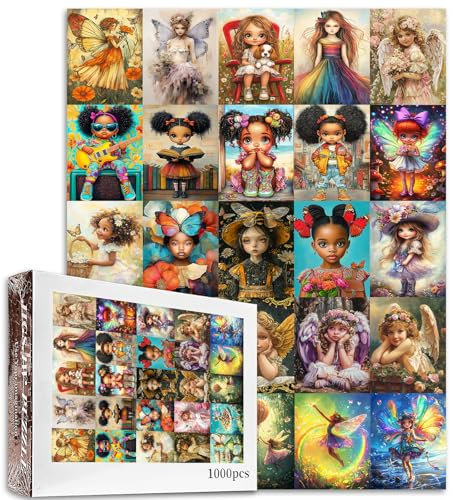 Tucocoo 1000-teiliges Puzzle für Erwachsene, niedliches Mädchen, Malpuzzle, Fantasy-Engel-Collage, Kunst, schwierige Feen-Puzzles für anspruchsvolle Familienaktivitäten, Spielzeug, buntes DIY-Puzzle,