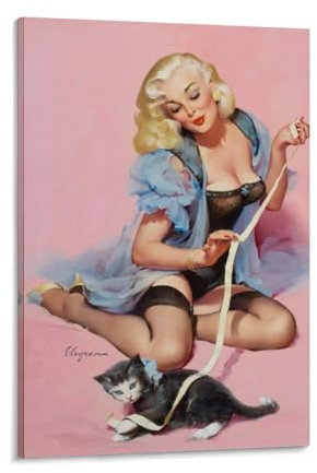 Gil Elvgren Vintage Classic Pin Up Girl Poster Vintage Ölgemälde (52) Poster Kunstdruck Wand Foto Farbe Poster Hängendes Bild Familiendekor 30 x 45 cm