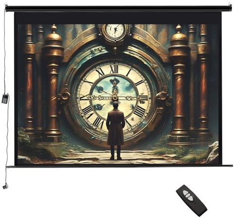 INMOZATA Motor Leinwand Beamer Elektrisch 212cm, Bild 186 x 105 cm(84 Zoll), Format 16:9, Fernbedienung, Deckenmontage & Wandmontage Projektor Leinwand für Heimkino Büro Schule Präsentationen-Schwarz