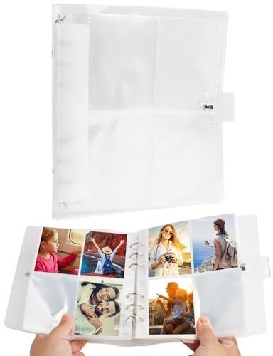 Álbum blanco transparente, con 200 bolsillos para tarjetas fotográficas de 7,6 cm,álbum fotos miniálbum con un diseño luminoso y elegante, una opción para guardar y proteger imágenes
