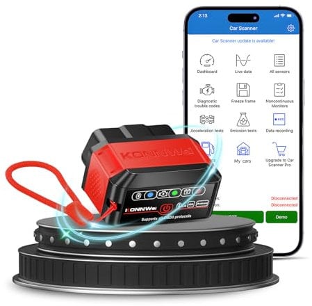 OBD2 Diagnosegerät für alle Fahrzeuge | OBDII Bluetooth 5.0 Adapter - Professioneller Auto Diagnose Scanner für 100.000+ Fahrzeuge & 15 Sprachen | Auto Auslesegerät für iOS Android Windows