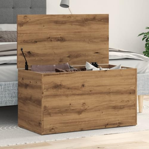 Juroupi Aufbewahrungstruhe Auflagenbox Truhen Auflagenboxen Kisten Aufbewahrung Artisan-Eiche 84x42x46 cm Holzwerkstoff