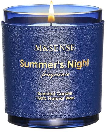 M&SENSE Bergamotte-Lavendel Duftkerzen im Glas, Leder-Kerze, 283g (42h), Pfeffernote, Büro-Wohlfühlduft,Schadstofffrei,Hochzeitsgeschenk,Geburtstagsdeko