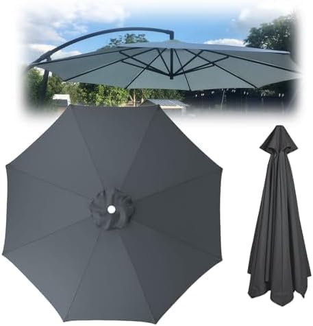 YZTTCD Garden Parasol Canopy Cover, 6 Rib / 8 Rib Parasol Replacement Fabric, Cantilever Parasol Top Fabric Cover, Fade Resistant,Grey,6ribs:3.0m/9.8ft