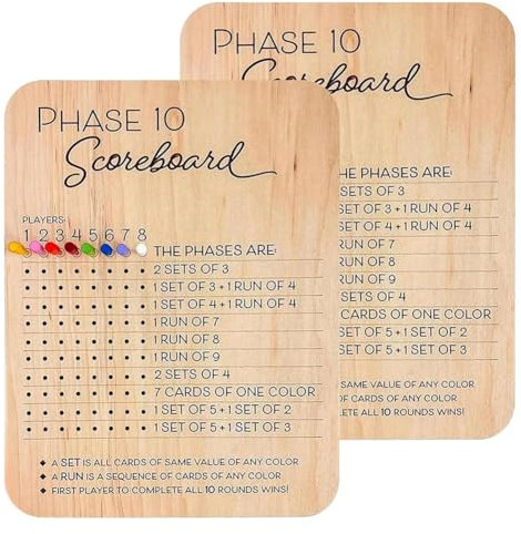 Koolenry Phase 10 Punktetafel Phase 10 Punktekarte und Rundentracker Phase 10 Karten Spielpunkteblätter Klassische Brett- und Kartenspiele
