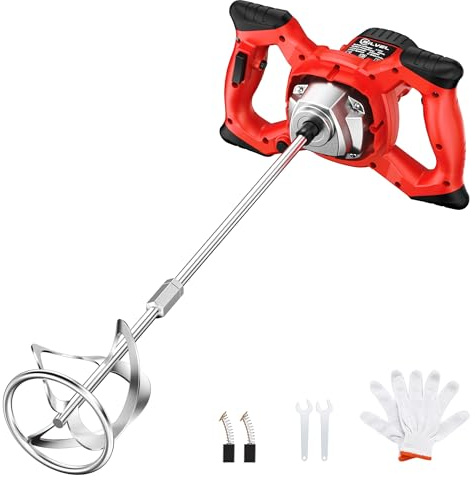 SILVEL Cement Mixer, Max 2300W Electric Concrete Mixer with 6 Adjustable Speeds, Portable Mortar Mixer, 110V Handheld Mud Mixer for Mixing Mortar, Paint, Slurry, Gypsum, Sheetrock, Feeding