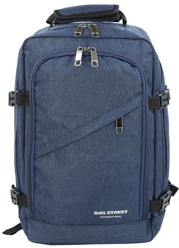 BAG STREET Rucksack Handgepäck 19L mit Trolley-Gurt und Organizer | Backpack Daypack Kompakt Urlaub Reise Freizeit (Navy Blau)