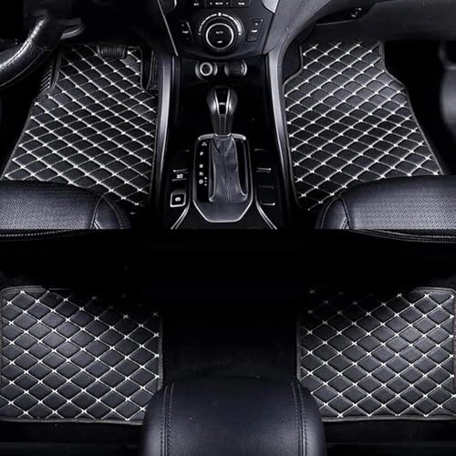 Auto Fußmatten für Renault Scenic II 2004 2005 2006 2007 2008 2009 2010, Wasserdicht rutschfest Vorne und Hinten FußMatten-Set Protect Styling-Zubehör,B Black+White