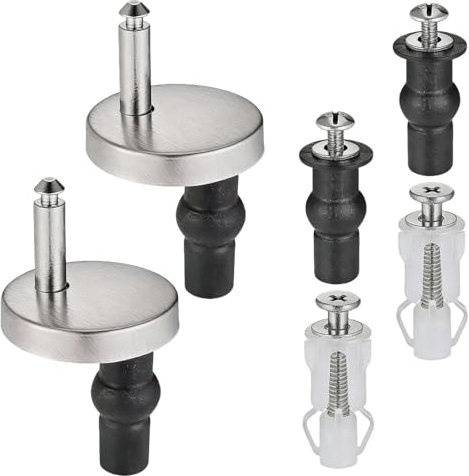 2Pcs Toilet Seat Fittings, Universal Soft Close Hinge Replacement Kit with,Toilet Seat Fixings,with Spare Expanding Rubber Screws Nuts Bolts,Duty Hinges Replacement for Secure Installation