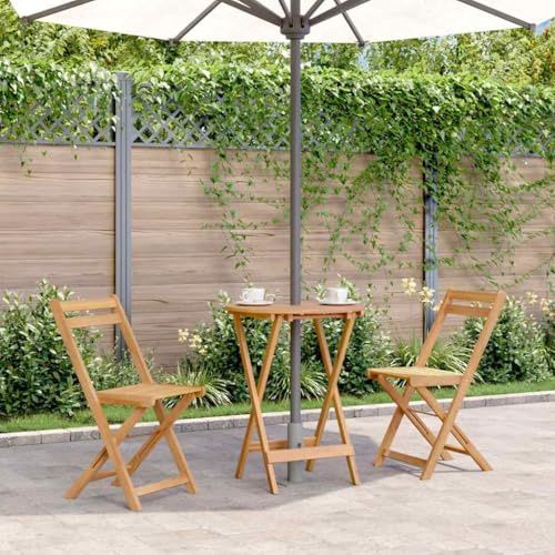 Générique Gartentisch, faltbar, aus massivem Akazienholz, 60 x 75 cm, Bistrotisch für den Außenbereich, mit Loch für Sonnenschirm, faltbar, für Terrasse, Montage erforderlich