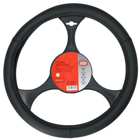 Carpoint | Lenkradbezug PU Matt Schwarz | Verbesserter Fahrkomfort | Geeignet für Lenkraddurchmesser von 37-39 cm | Einfache Installation | Stilvolles Aussehen