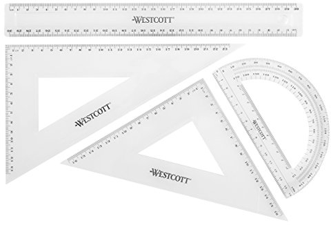 Westcott E-10304 00 Mathe-Set, 4-teilig, Kunststoff transparent