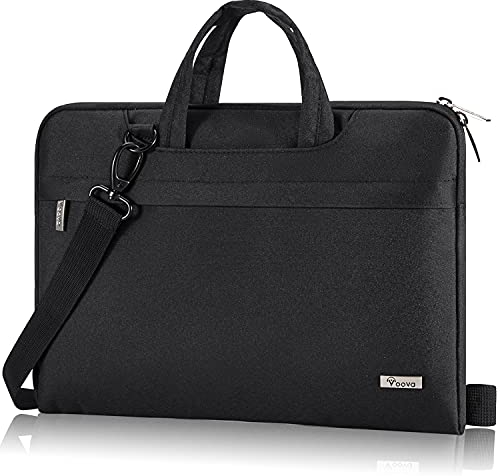 Voova Laptop Bag 15 15.6 Inch, Waterproof Laptop Case Sleeve with Shoulder Strap, Computer Briefcase Cover for MacBook Pro 15/16, MacBook Air 15 M2, 16” HP Acer Lenovo Asus Laptop, Men Women-Black