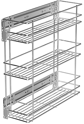 livingpoint24 Küchenauszug Schrank 11cm Schrankauszug 3 Körbe Chrom Teleskop Vollauszug max 30 Kg *7003