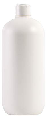 Mystic Moments Boston Runde Flasche aus HDPE mit weißem Klappdeckel, 1 l, Weiß, 72 Stück