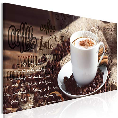 decomonkey Bilder Kaffee Küche 150x50 cm 1 Teilig Leinwandbilder Bild auf Leinwand Vlies Wandbild Kunstdruck Wanddeko Wand Wohnzimmer Wanddekoration Deko Sprüche Tasse