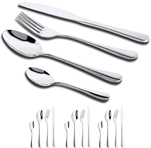 GOODFEER Cutlery Set,16-Piece Stainless Steel Flatware for 4 People Dinner Spoon Knife and Fork Sets, Tableware Mirror Polish Silverware