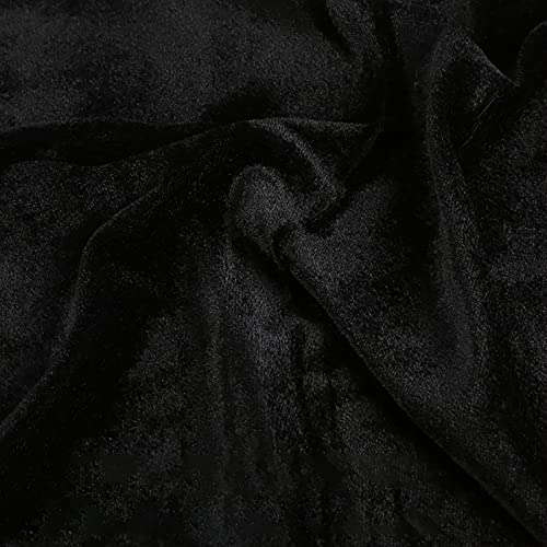 Yimihua Samtstoff Zerkleinerter Veloursstoff 160cm breit Stretchmaterial Craft Stretch Verdicktes Flanell Dekostoff verkauft von 1 Meter(Color:Schwarz)