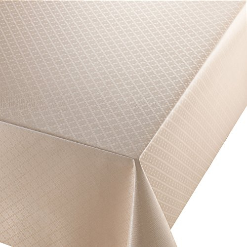 Wachstuch Wachstischdecke Tischdecke Größe wählbar Diamant Beige Eckig 110 x 180 cm abwaschbare Gartentischdecke