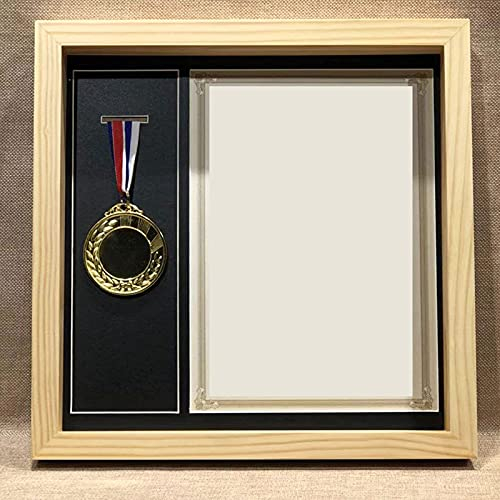WOAIAI Medaillenrahmen, Sportmedaille, 3D-Box, Fotorahmen, Bilderrahmen mit Zertifikat, personalisierbar mit Titel