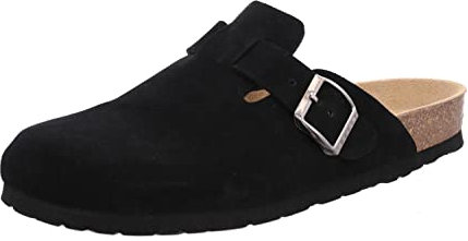 Rohde Herren Pantoffel Hausschuh Clog Leder Grado 6694, Größe:44 EU, Farbe:Schwarz