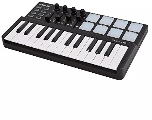 LIANAI Panda Mini Portable Mini 25-Key USB Keyboard and Drum Pad MIDI Controller