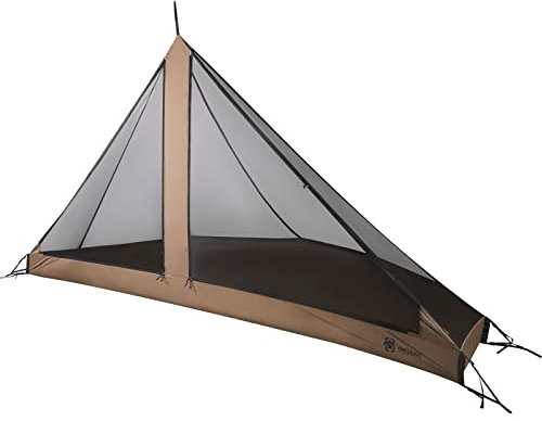 OneTigris Rock Fortress Hot Tent with Stove Jack, 4 Season, 4-6 Person Tipi for Camping, Backpacking, Hunting, Fishing - Waterproof, Wind-Proof (Coyote Brown)