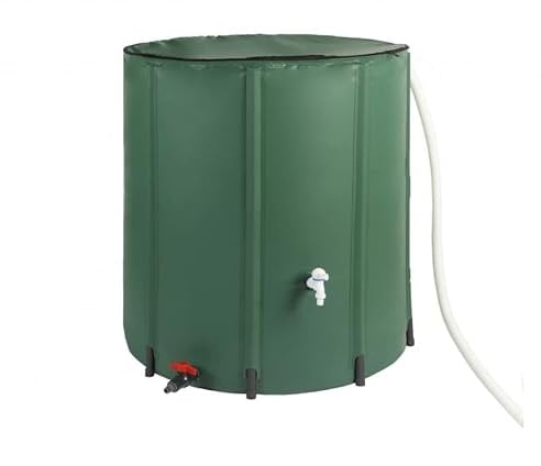 4IQ Group Faltbare Regentonne 380 Liter - Regenfass mit Oberem Wasserhahn und Unterem Ablauf - Regentank Garten - Regenwasserbehälter Wetterfest